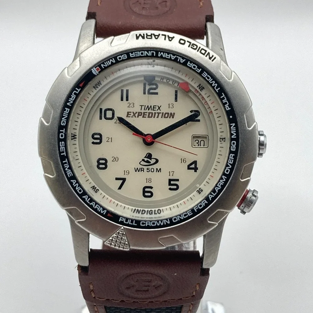 Timex Expedition Shenmue Mens Watch 39mm Silver Tone Indiglo New Battery